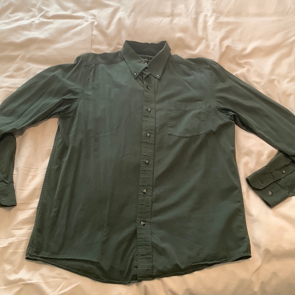 Eddie Bauer Dark Green Button Down Shirt Men Size Medium